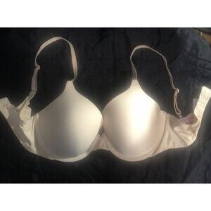 Victoria Secret Perfect Coverage Bra 32D Nude Underwire Bonnet Style Back Cross